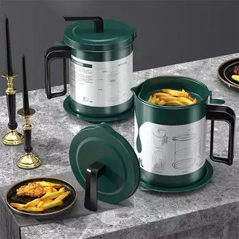 1.4/1.5/1.9L Нержавеющая сталь Масляная банка Фильтр-Кастрюли Сепаратор Емкость для хранения жира Фильтр для жирных остатков Кухонные принадлежности