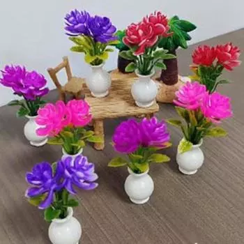 1.4*5.3~5.6 см Пластиковая имитация вазы 1:12 готовых цветочных миниатюрных украшений кукольного домика 3