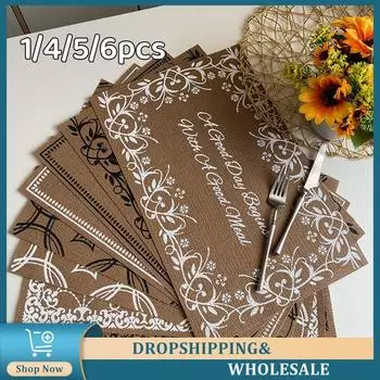 1/4/5/6pcs PVC Washable Placemats For Dining Table Mat Non-slip Placemat Set In Kitchen Accessories Cup Coaster Wine Pad Coaster as shown