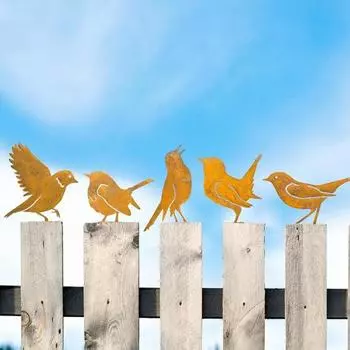 1/4/5 шт., ржавая птица, силуэт, украшение для сада, защита от непогоды, открытый двор, двор, лужайка, металлический цыпленок, утка, белка, железный художественный кол, орнамент H