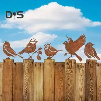 1/4/5 шт., ржавая птица, силуэт, украшение для сада, защита от непогоды, открытый двор, двор, лужайка, металлический цыпленок, утка, белка, железный художественный кол, орнамент H