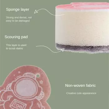 1/4/5pcs Kitchen Dishwashing Sponge Cute Cartoon Compressed Wood Pulp Sponge Scouring Pad Kitchen Pot Wipe Dish Cleaning Tools