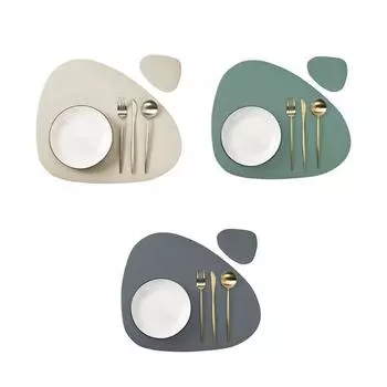 1/4/6/10Sets Gift PU Placemats and Coasters Set Round Place Mats for Kitchen Dining Patio Table Christmas Oval Modern Table Mat 1set