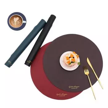 1/4/6 комплектов круглых салфеток и подставок для стола, коврик для кухонного стола из искусственной кожи, водонепроницаемый и легко моющийся, рождественские украшения красного цвета 1set