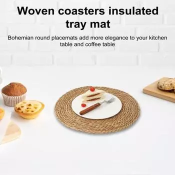 1/4/6 шт., плетеные вручную салфетки под приборы, круглые салфетки под приборы, термостойкие изолированные салфетки под тарелки для обеденного стола, домашний декор, свадьба, деревенские салфетки под приборы в стиле бохо из ротанга 30cm 6pcs
