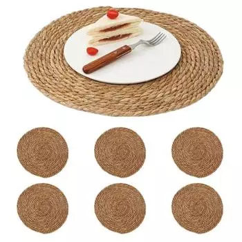 1/4/6 шт. салфетки ручной работы, коврики для круглого стола, термостойкие изолированные коврики для тарелок для обеденного стола, домашний декор, свадьба, деревенский стиль 30cm 6pcs