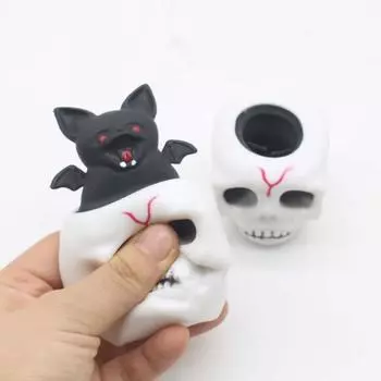 1/4/8/16 шт. Мягкая игрушка в виде черепа на Хэллоуин, эластичный скелет, летучая мышь, игрушки-фиджет, сжимающие сенсорное привидение 1