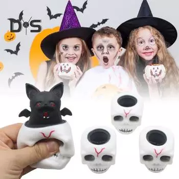 1/4/8/16 шт. мягкая игрушка в виде черепа на Хэллоуин, эластичный скелет, летучая мышь, игрушки-фиджет, сжимающие сенсорные игрушки-призраки для вечеринки в стиле «сладость или гадость», снятия стресса в офисе 1