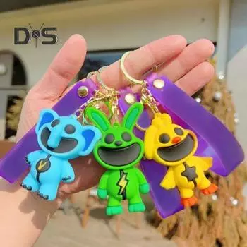 1/4/8 шт. брелок с подвеской в виде животного с ремешком, подвеска в виде животного с мультяшной улыбкой, брелок для ключей, рюкзак, школьный брелок для ключей