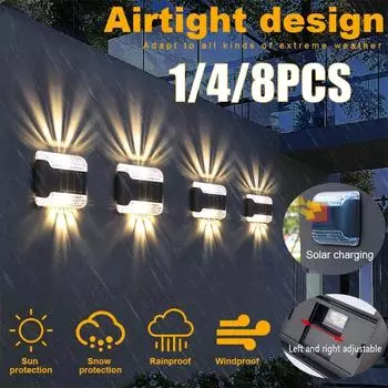 1/4/8 шт. солнечный светодиодный садовый солнечный фонарь, уличный солнечный свет, солнечные фонари для забора, уличный садовый путь, водонепроницаемый настенный светильник 1 PCS белый