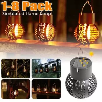 1/4/8 шт. светодиодный уличный солнечный светильник для украшения сада, эффект пламени, подвесной фонарь, водонепроницаемый светодиодный светильник для патио, сада и двора