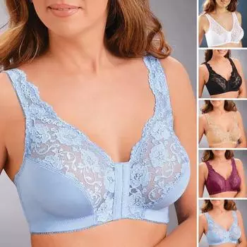 1/4 чашки косточек без косточек с застежкой спереди женский бюстгальтер с кружевной строчкой спортивный бюстгальтер пуш-ап M белый