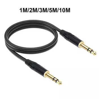 1/4-дюймовый кабель TRS «папа-папа», четверть дюйма, 1/4 TRS-TRS стерео аудиокабель 1 м, 2 м, 3 м, 5 м, 10 м для электрогитары, баса и т. д. 1m