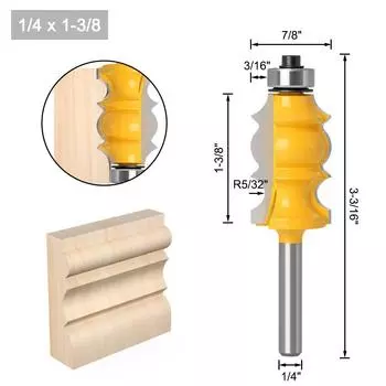 1/4 Handle 6 Handle Double Leaf Armrest Knife Double Leaf Armrest Knife Engraving Machine Milling Cutter Line Cutter Woodworking Milling Cutter Futaba Handrail 1/4 Handle