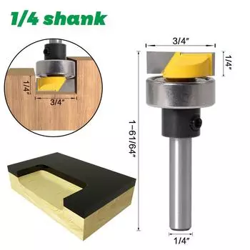 1/4 Handle Imitation Bottom Cleaning Tool Holder with Bearing Bottom Cleaning Knife Slotting Knife Edge Trimming Knife Edge Trimming Machine Tool Head Copy bottom cleaning 1/4 * 3/4