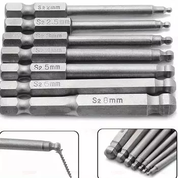 1/4 Hex Shank 65mm/100mm Magnetic Ball End Hexagon Screwdriver Bits Drill Electric Screwdriver Set серебряный