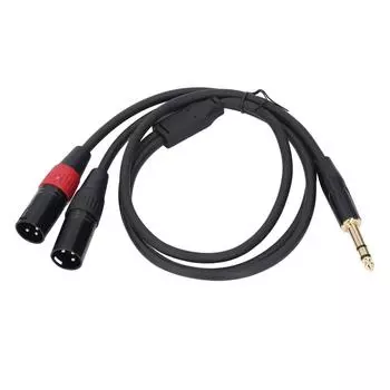 1 4 Inch to Dual XLR Male Y Splitter Cable 6.35mm Stereo Cable Unbalanced 2 XLR Male to Quarter 1m / 3.3ft
