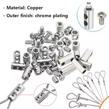 1-4 мм регулируемый стальной трос с пряжками, зажим для DIY лампы, подвесные зажимы, телескопические зажимы с резьбой с двойным отверстием typeA 10pcs