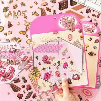 1/4 Набор DIY 3D Наклейки для дома Четыре темы Исследование Рождество Спальня Вечеринка Сцена Снятие стресса Наклейки D