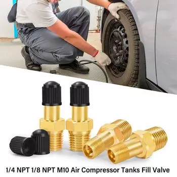 1/4 NPT 1/8 NPT M10 Воздушный компрессор Резервуары Заправочный клапан Антикоррозионный латунный клапан Шредера Сердечник автомобильного вентиля для шин Медный вентиль для шин