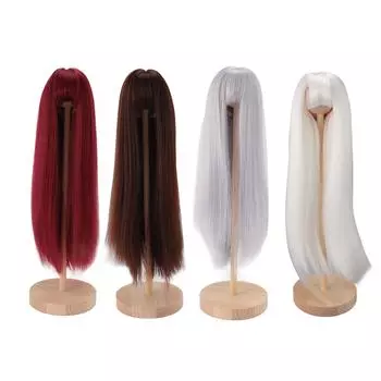 Парик для куклы 1/4 для куклы 7-8 дюймов, имитация кожи головы, высокотемпературный шелковый шарнирный парик для куклы, длинный Burgundy