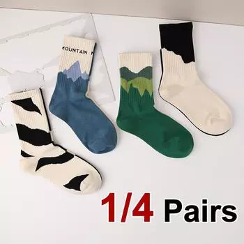 1/4 пары асимметричных носков для мужчин и женщин средней длины, впитывающих пот, дышащих, мягких, удобных, для пар, для спорта и отдыха One Size