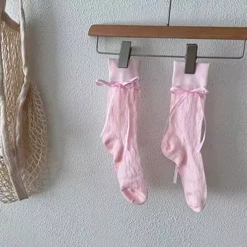 1/4 пары балетных носков средней длины с ремешком и бантом, летние тонкие, впитывающие пот, дышащие, мягкие и удобные повседневные носки One Size