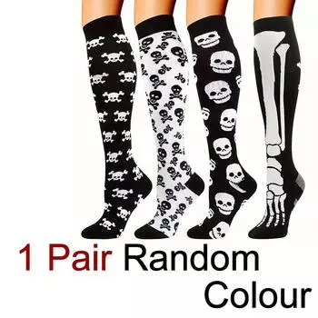 1/4 пары мужских женских компрессионных носков модного принта, подходящих для бега, пеших прогулок, езды на велосипеде, спортивные компрессионные носки до колен S-M