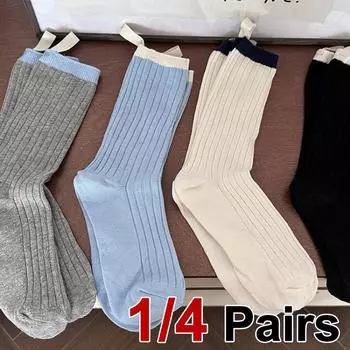 1/4 пары женских хлопковых носков средней длины, весна-лето, впитывающие пот, дышащие, милые, мягкие, удобные, повседневные носки One Size