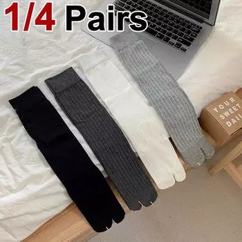 1/4 пары женских однотонных хлопковых длинных носков с раздельным носком, впитывающих пот, дышащих, удобных, повседневных, спортивных носков One Size