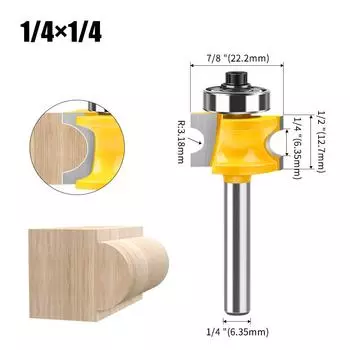 1/4 Shank 6 Shank Bearing Positive Semicircular Cutter Ball Milling Cutter Stick Milling Cutter Positive Semicircular Cutter Engraving Machine Milling 1/4 * 1/4 bearing positive semicircle