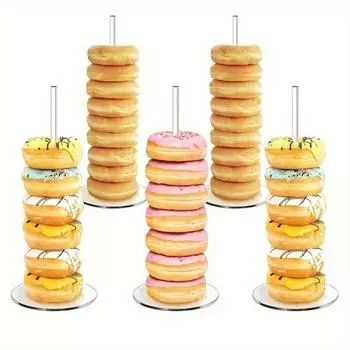 1/4 шт. акриловая подставка для пончиков, держатель для пончиков с противоскользящими ножками, быстрая сборка, легко чистится, прозрачная подставка для пончиков, башня 4pcs Square