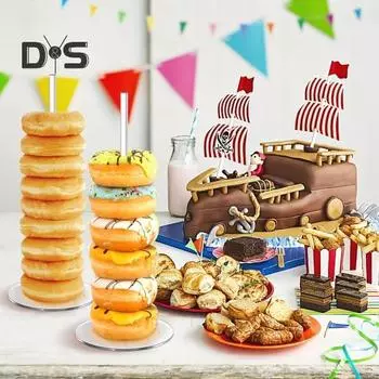 1/4 шт. акриловая подставка для пончиков, держатель для пончиков с противоскользящими ножками, быстрая сборка, легко чистится, прозрачная подставка для пончиков, башня 4pcs Square