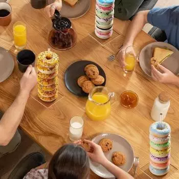 1/4 шт. акриловая подставка для пончиков, держатель для пончиков с противоскользящими ножками, быстрая сборка, легко чистить 4pcs Round