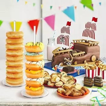 1/4 шт. акриловая подставка для пончиков, держатель для пончиков с противоскользящими ножками, быстрая сборка, легко чистится, прозрачная подставка для пончиков, башня 4pcs Square