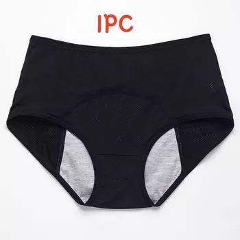 1/4 шт., большой размер, сетчатые дышащие трусы до и после менструации, герметичные трусы со средней и высокой талией для женщин, трусы L чёрный