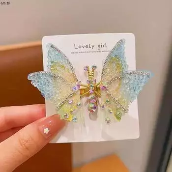 1/4 шт. Детская движущаяся бабочка, принцесса, супер бессмертный 3D зажим с водяным бриллиантом, заколка для детских волос, аксессуары для волос для маленькой девочки