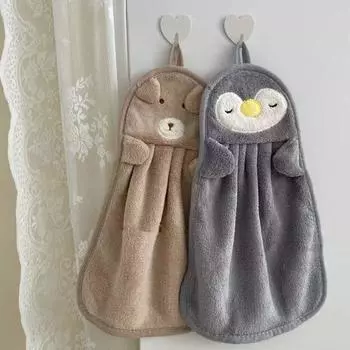 1/4 шт. детские полотенца для рук из микрофибры с подвесной веревкой, впитывающие мультяшный дизайн, кухонные домашние полотенца для рук синий