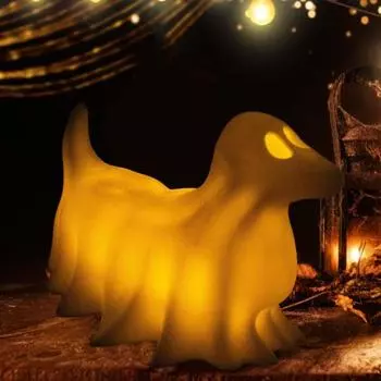 1/4 шт Хэллоуин Призрак Собака Ночной Светильник на Батарейках Смола Щенок Призрак LED E