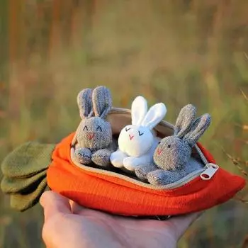 1/4 шт. Изысканная работа, плюшевая кукла-кролик, мультяшный дизайн, полезный кошелек для мелочи в виде морковки, кролик, украшение для гостиной, дивана E