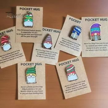 1/4 шт. Карманный гном-обнимашка, украшение с поздравительной открыткой, деревянный рождественский гном, безликий эльф, знак, украшение для друзей, семьи, дня рождения, годовщины C