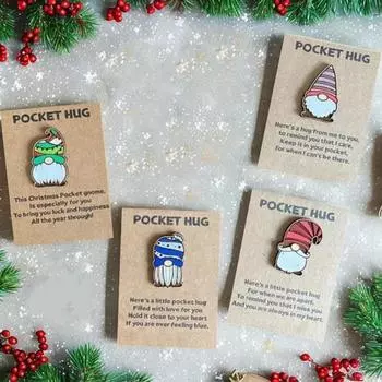 1/4 шт. Карманный гном-обнимашка, украшение с поздравительной открыткой, деревянный рождественский гном, безликий эльф A
