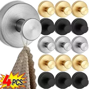 1/4 шт. Круглые крючки на присосках из нержавеющей стали, водонепроницаемые настенные держатели для кухни и ванной комнаты, прочный адсорбционный крючок без проколов 1PCS