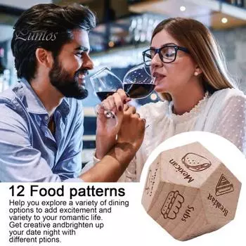 1/4 шт. кубик для свидания, пара, еда, решение, деревянные игральные кости с 12 вариантами еды, пицца, бургер, китайская кухня A