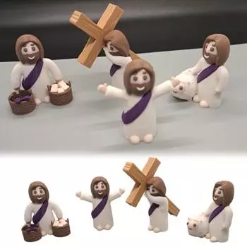1/4 шт. Мини-фигурки Иисуса, очаровательный внешний вид, реалистичные маленькие статуэтки Иисуса, пасхальные украшения, религиозные подарки A