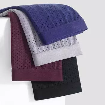 1/4 шт. мужские боксеры с карманом, тонкие бесшовные сетчатые трусы со средней талией, эластичные, однотонные, влагоотводящие, ежедневное спортивное нижнее белье XL чёрный