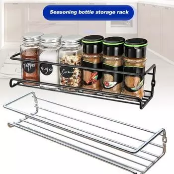1/4 шт. настенная полка для специй органайзер нержавеющая устойчивая к коррозии прочная несущая вентилируемая кухонная полка для хранения 1pc чёрный