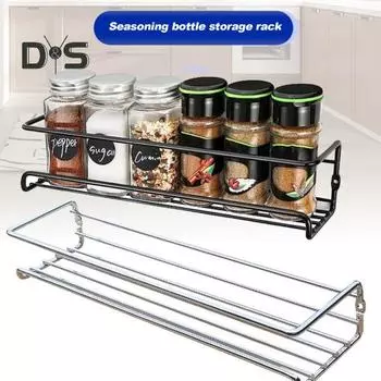 1/4 шт. настенная полка для специй органайзер нержавеющая устойчивая к коррозии прочная несущая вентилируемая кухонная полка для хранения 1pc чёрный