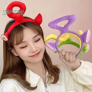 1/4 шт. обруч для волос с милым мультяшным стилем-плюшевые резинки для волос для девочек, головные уборы для мытья лица, аксессуары для волос 1 Pc красный
