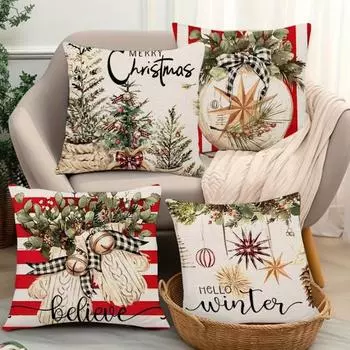 1/4 шт. рождественские наволочки Рождественская елка/Шар/Листья эвкалипта/Перчатки льняные наволочки для зимы 45x45cm B